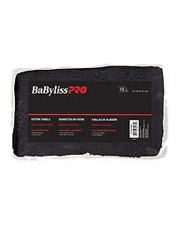 Serviettes BabylissPro en coton noir anti-jaunissement - 12 unités