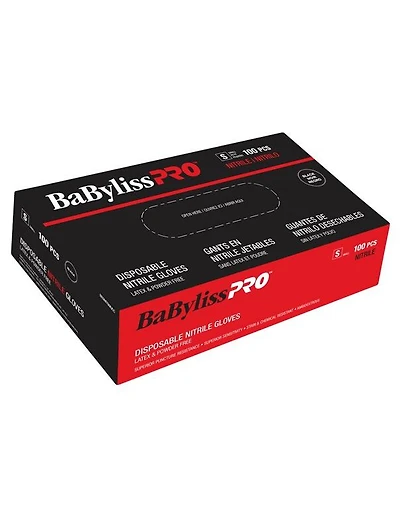 Gants jetables en nitrile BabylissPro, noirs, taille S