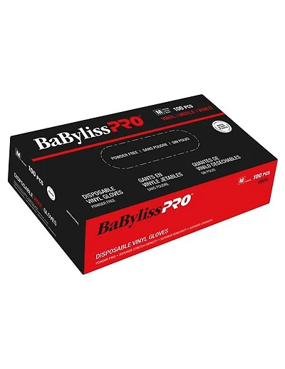 Gants jetables en vinyle BabylissPro, taille M, blancs