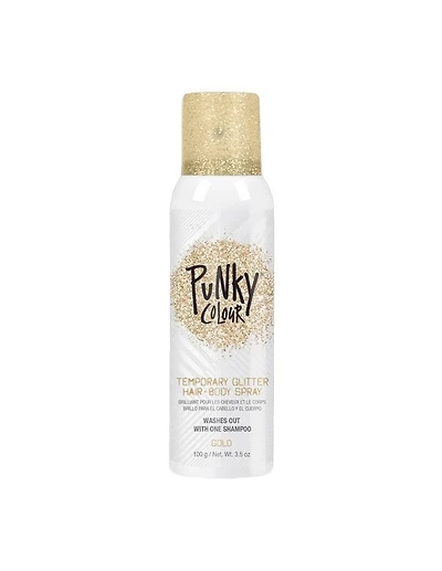 Spray pailleté temporaire pour cheveux et corps Punky Colour, doré - 100 g