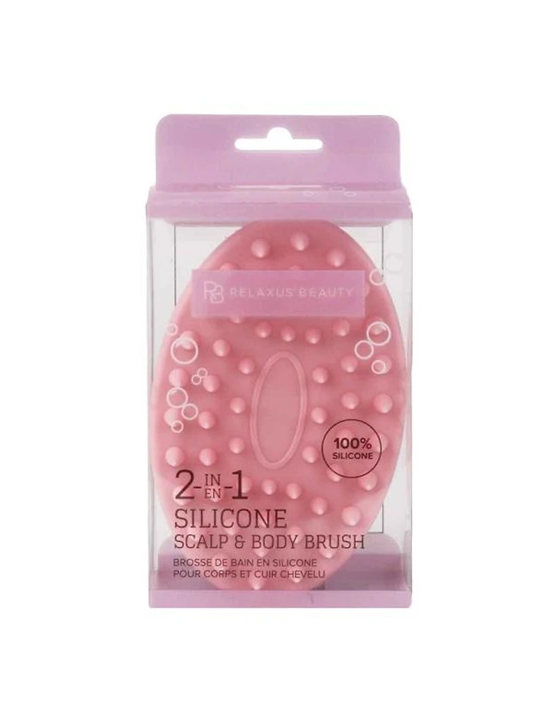 Brosse 2 en 1 en silicone pour le cuir chevelu et le corps Relaxus