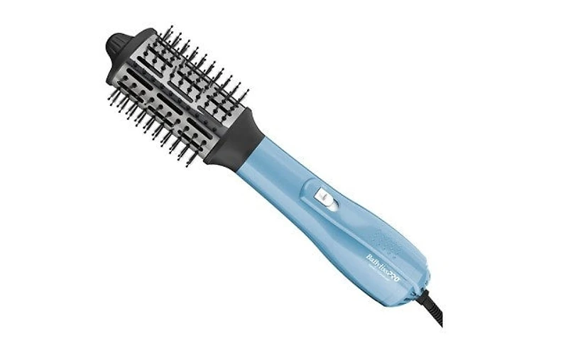 BabylissPRO Nano Titanium Medium 2-1/2" Oval Ionic Hot Air Brush, Blue/Silver, BNTHB250C