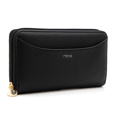 Riona Ivy Pebbled RFID Zip Around Wallet