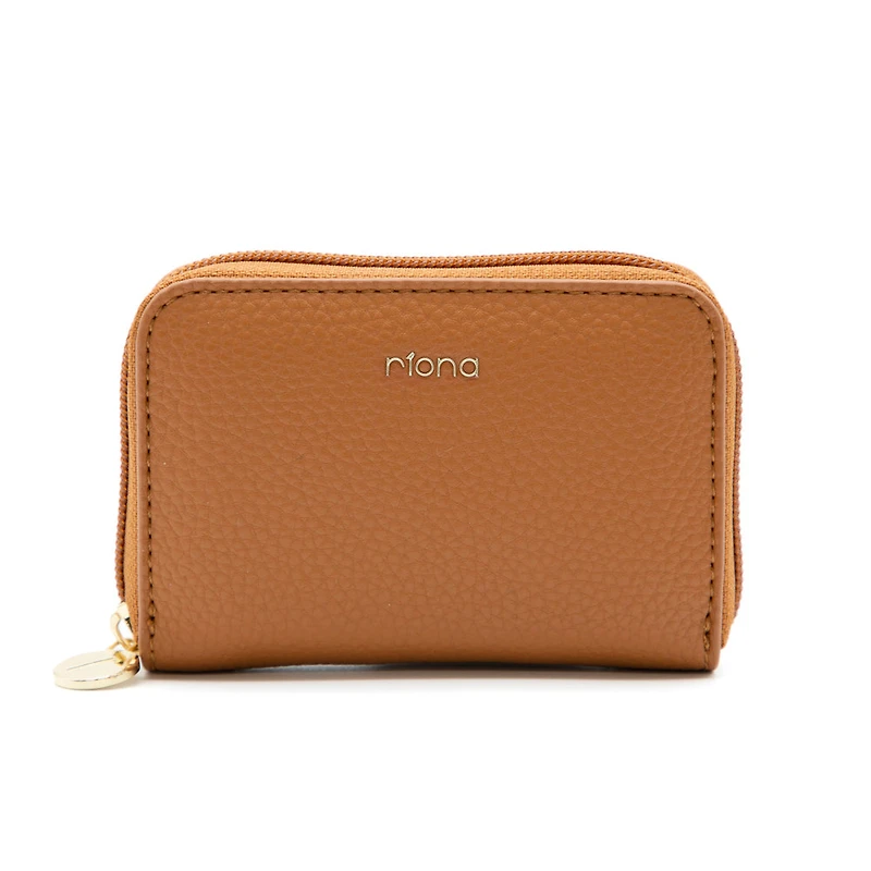 Petit portefeuille RFID à glissière en cuir grainé Riona Ketty
