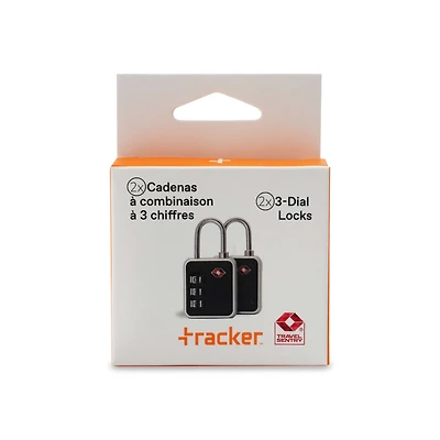 Ensemble de 2 cadenas TSA à combinaison 3 chiffres Tracker