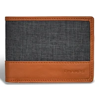 Portefeuille à volet central en cuir et Denim Champs