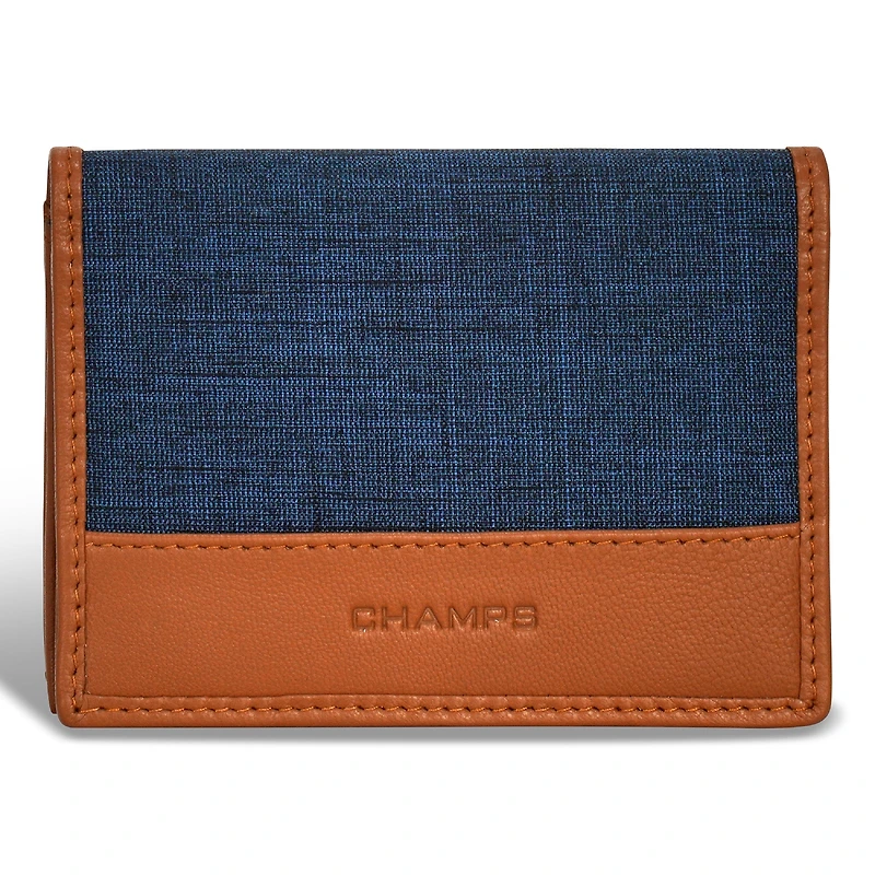 Champs Porte-cartes en cuir denim
