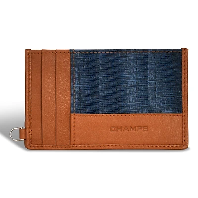 Champs Porte-cartes fin en cuir denim