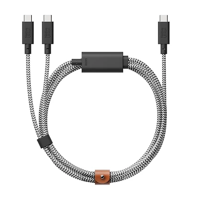Native Union Belt USB-C to 2 USB-C 2M 140W Cable - Zebra