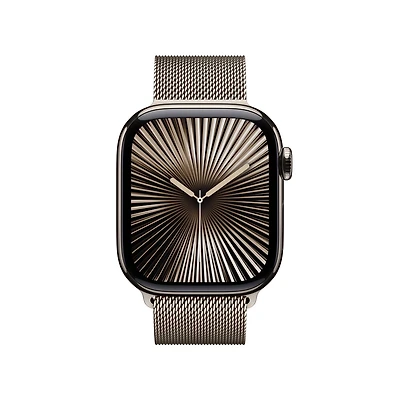 Apple Watch Series 10 42mm, GPS + Cellular, Natural Titanium Case with Natural Milanese Loop