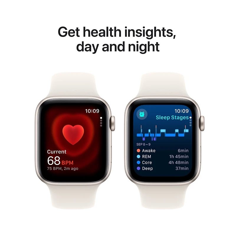 Apple Watch SE (2024) 44mm, GPS, Starlight Aluminium Case with Starlight Sport Band