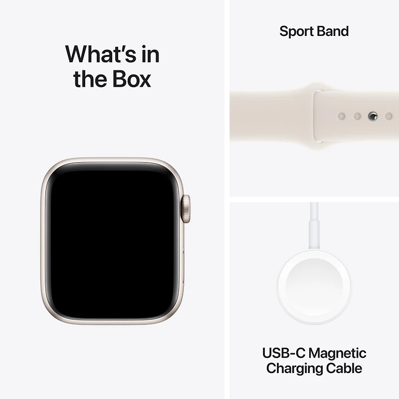 Apple Watch SE (2024) 44mm, GPS, Starlight Aluminium Case with Starlight Sport Band