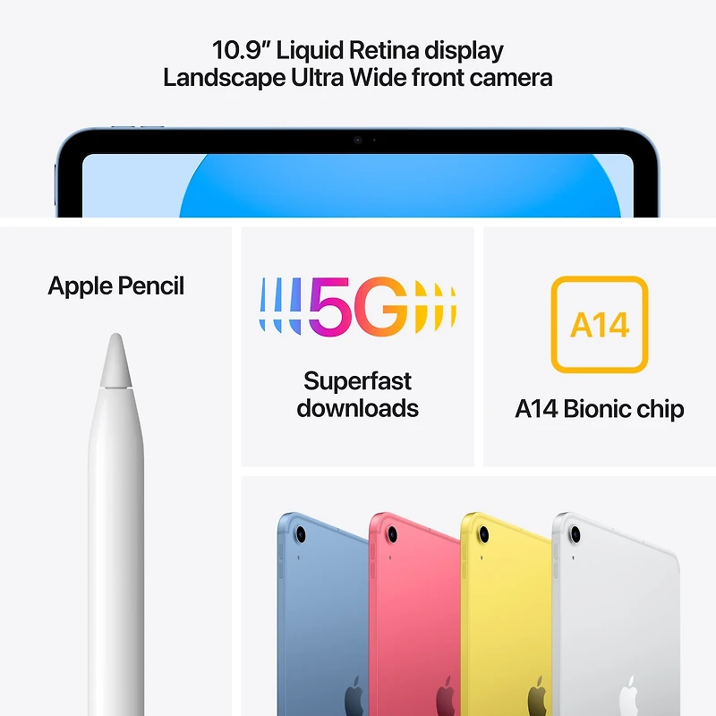 Apple iPad (10th Generation) (256GB, Wi-Fi + Cellular, Silver)