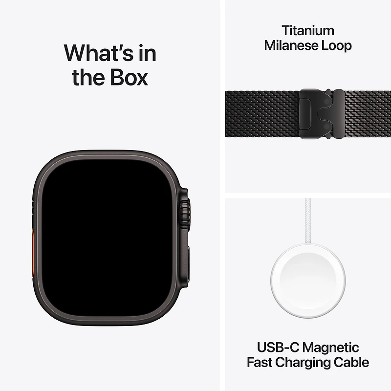 Apple Watch Ultra 3 GPS + Cellular 49mm Black Titanium Case with Black Titanium Milanese Loop - Medium