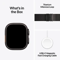 Apple Watch Ultra 3 GPS + Cellular 49mm Black Titanium Case with Black Titanium Milanese Loop - Medium