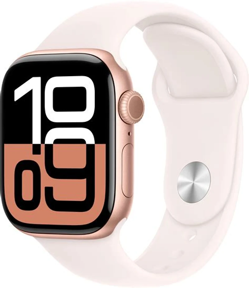 Apple Watch Series 10 46mm, GPS, Rose Gold Aluminium Case with Light Blush Sport Band