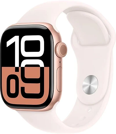 Apple Watch Series 10 46mm, GPS, Rose Gold Aluminium Case with Light Blush Sport Band