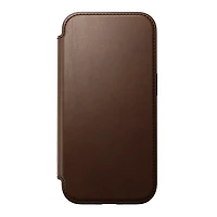 Nomad Modern Leather Folio Case with MagSafe for iPhone 16 Plus - Brown