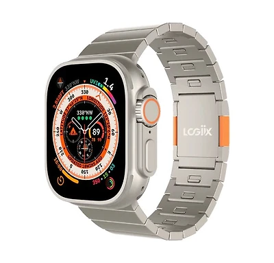 Logiix Titan Link Apple Watch Ultra Band 44mm/45mm/46mm/49mm - Steel/Titanium Finish