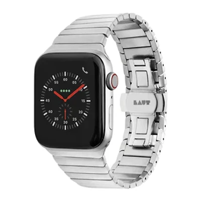 LAUT Links Stainless Steel Watch Band for Apple Watch 44mm/45mm/46mm/49mm - Silver (V2)