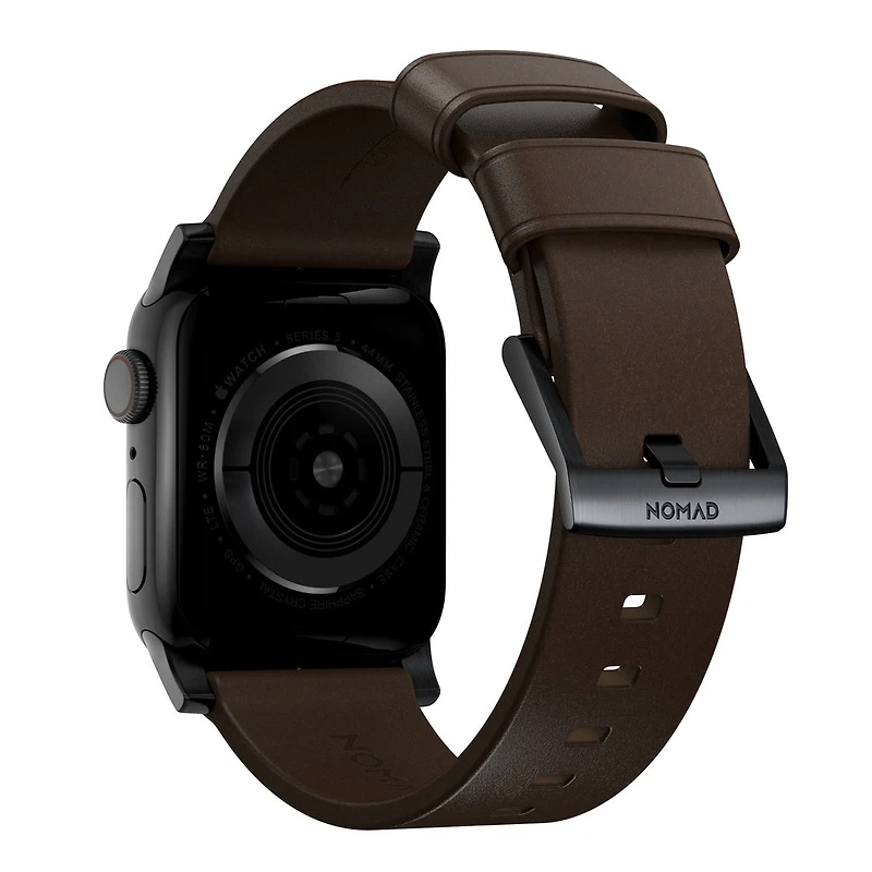 Nomad 44mm/42mm Modern Strap for Apple Watch - Black Harware / Brown Leather