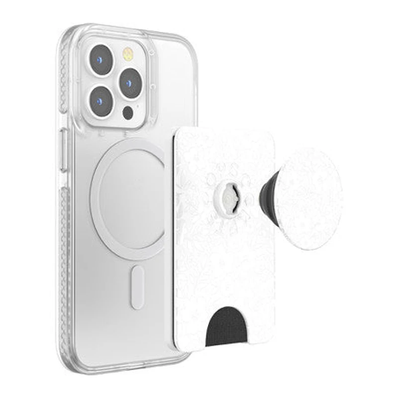 PopSockets PopWallet+ for MagSafe with Magnetic Ring Adapter - Blanc Fresh