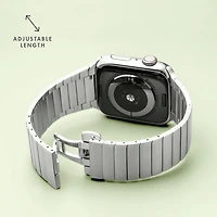 LAUT Links Stainless Steel Watch Band for Apple Watch 44mm/45mm/46mm/49mm - Silver (V2)