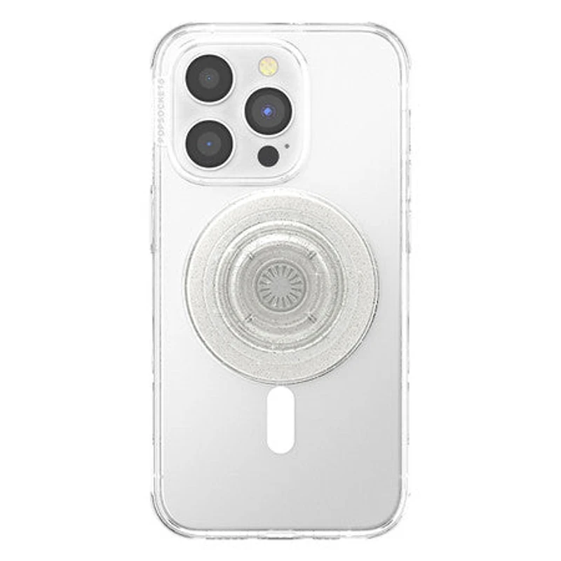 PopSockets - PopGrip For MagSafe with Magnetic Ring Adapter Clear - Clear Glitter