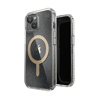 Speck Presidio Lux Case with ClickLock/MagSafe for iPhone 13/14/15/16e - Clear / Gold Glitter