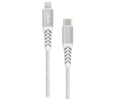 jump+ USB-C to Lightning Nylon Cable 1m - White
