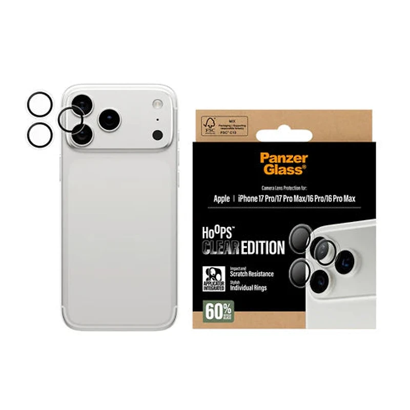 PanzerGlass® Hoops™ Transparent Lens Protector iPhone 17 Pro & 17 Pro Max - Clear