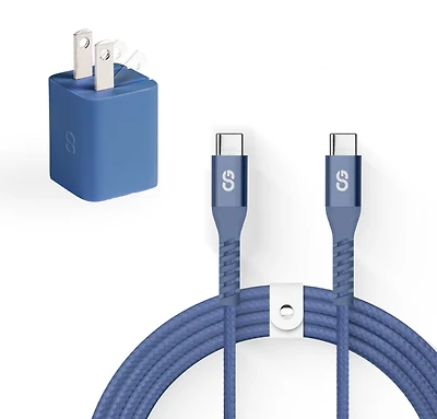 LOGiiX Vibrance Charging Kit (USB-C 1.5m cable + 30W GAN Adapter) - Midnight Blue