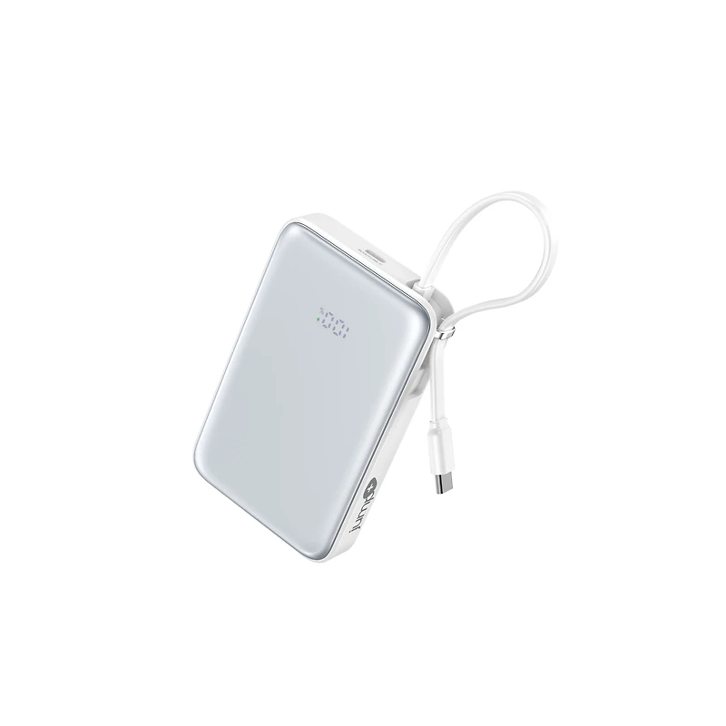 jump+ Qi2 Battery Pack White 10000mAh with digital display and smart charger
