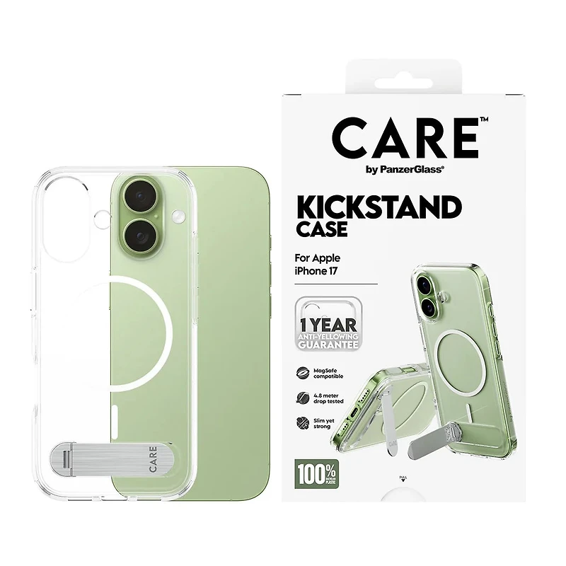 PanzerGlass Care Kickstand case with MagSafe iPhone 17 - Clear