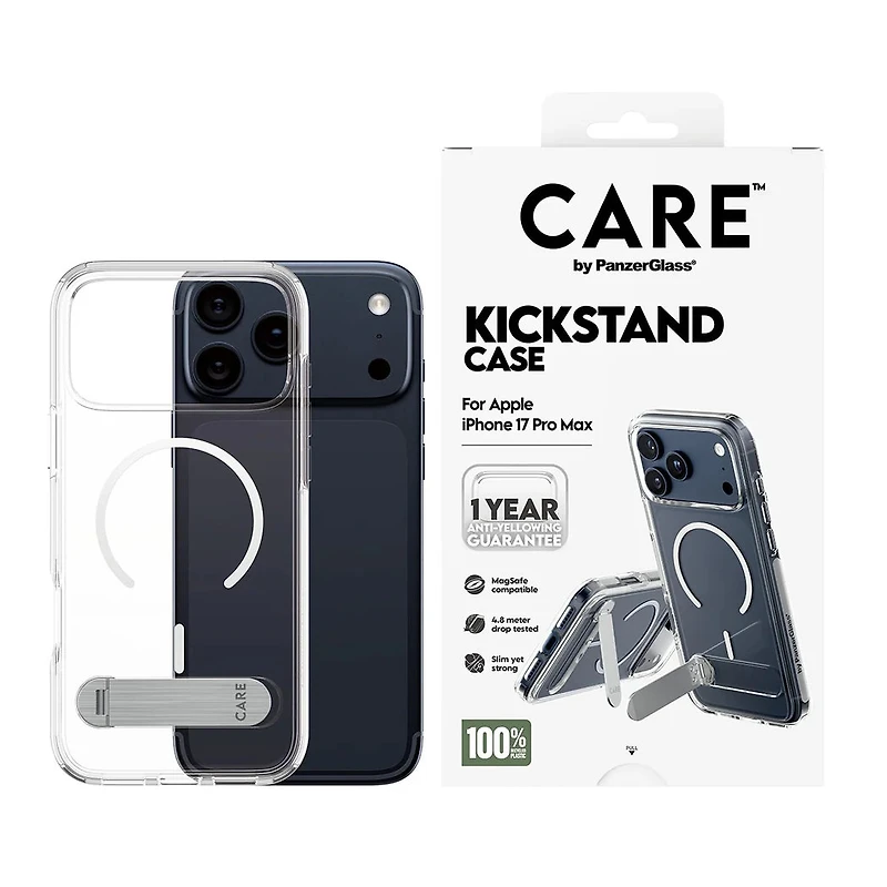 PanzerGlass Care Kickstand case with MagSafe iPhone 17 pro Max- Clear