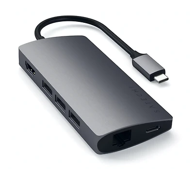 Satechi USB-C Multiport Adapter V2 (Ethernet/HDMI 4K/USB3.0/SD&Micro/USB-C) - Space Gray