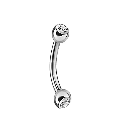 Crystal Curved Barbell Silver 16g