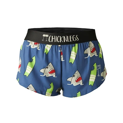 ChicknLegs Women's Blue Sharks Split Shorts 1.5"