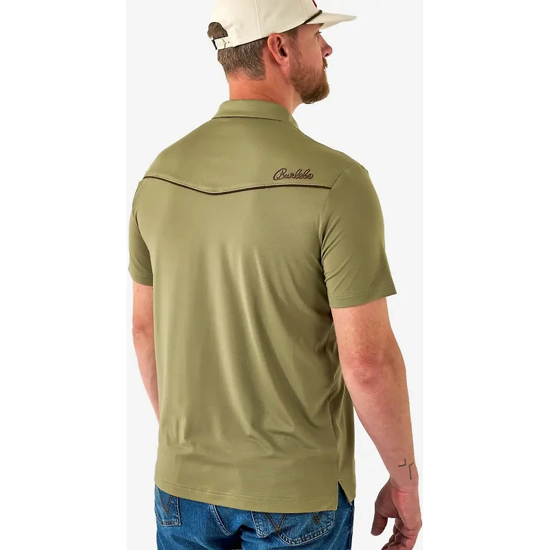 Burlebo Men's Pearl Snap Performance Polo