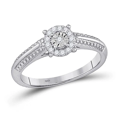 10kt White Gold Womens Round Diamond Cluster Promise Ring 1/10 Cttw