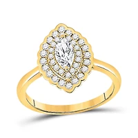 14kt Yellow Gold Marquise Diamond Halo Bridal Wedding Engagement Ring 3/4 Cttw