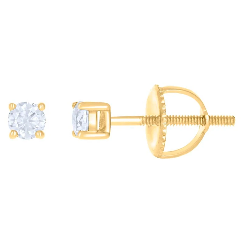 10 kt Gold Earrings 3 mm With Moissanite Ctw 0.20