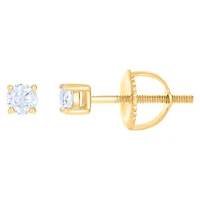10 kt Gold Earrings 3 mm With Moissanite Ctw 0.20