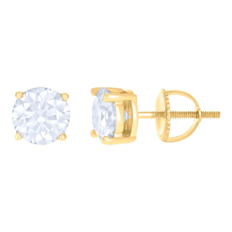 10 kt Gold Earrings 6 mm With Moissanite Ctw 1.60