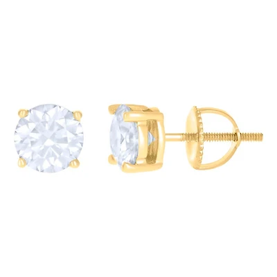 10 kt Gold Earrings 6 mm With Moissanite Ctw 1.60
