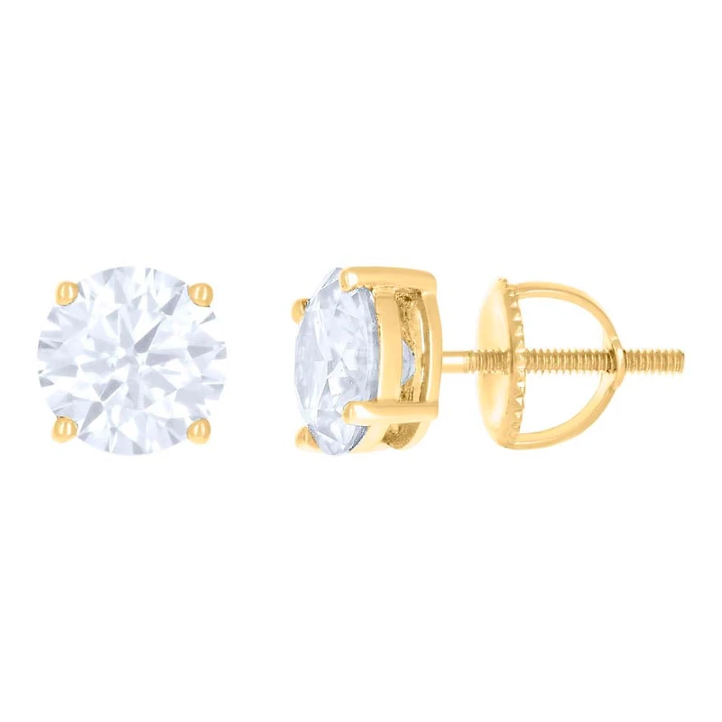 10 kt Gold Earrings 7 mm With Moissanite Ctw 2.40
