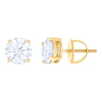 10 kt Gold Earrings 7 mm With Moissanite Ctw 2.40