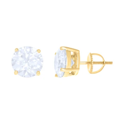 10 kt Gold Earrings 9 mm With Moissanite Ctw 6.00