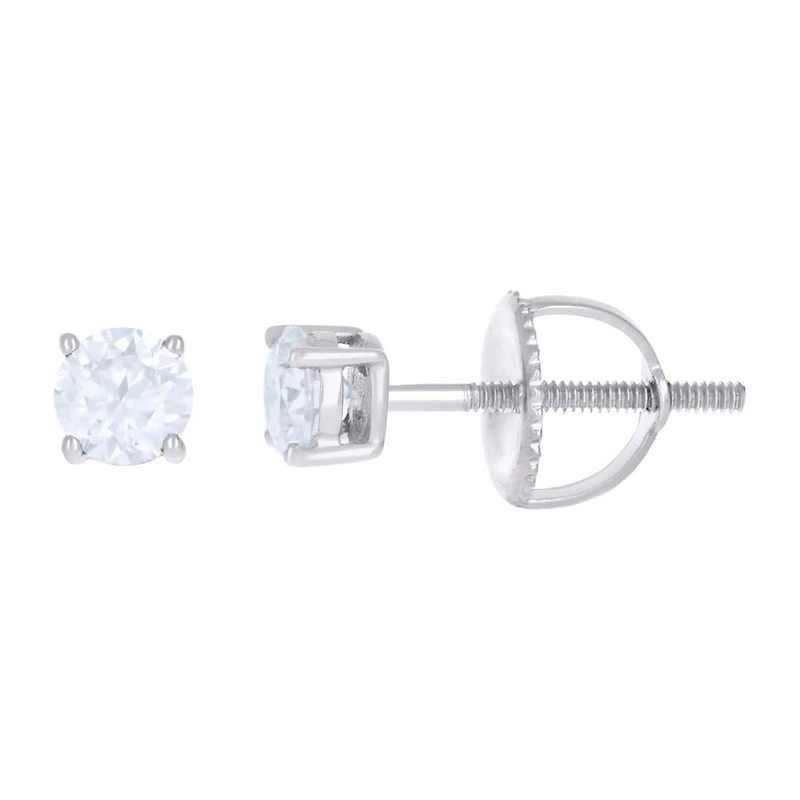 10 kt Gold Earrings 4 mm With Moissanite Ctw 0.60