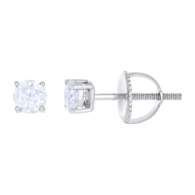 10 kt Gold Earrings 4 mm With Moissanite Ctw 0.60